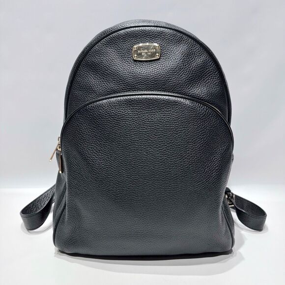 Michael By Michael Kors Black Pebble Leather Backpack Gold Hardware - Picture 1 of 16